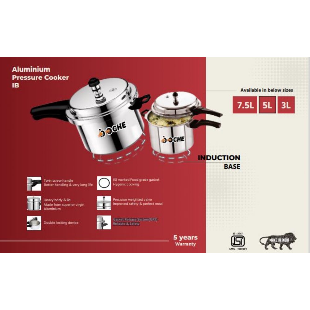 Boche Aluminium Pressure Cooker 3 Litre (Induction Base)